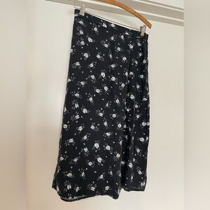 Motel Rocks Black Floral A-Line Skirt